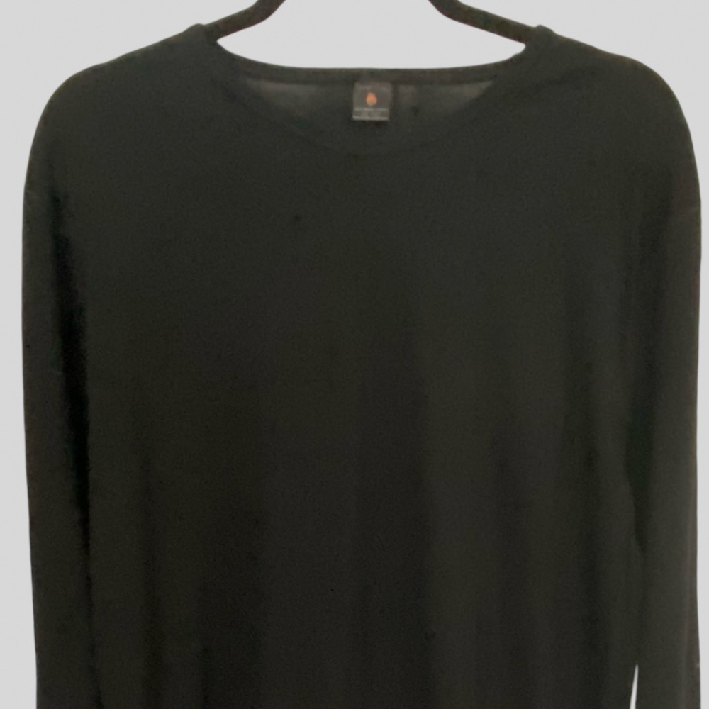 Mens Black 100% Merino Wool Base Layer Outdoor Work Crew Neck Shirt. Sz XL/XT
